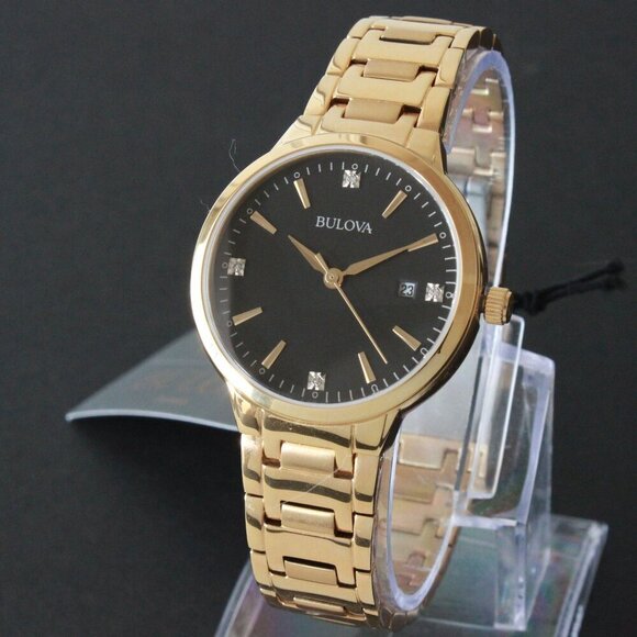 Bulova Ladies Diamond Accent Gold Tones Quartz Watch 32mm - Picture 4 of 13